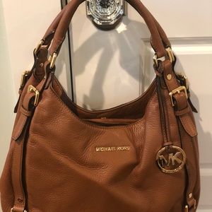 Authentic Michael Kors genuine tan leather bag